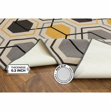 World Rug Gallery Contemporary Geometric Stripe Non-Slip Area Rug 2' x 3' Yellow 511YELLOW2X3